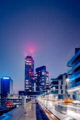 Fototapeta na wymiar Sea Towers in Gdynia by night