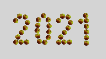 Happy New Year 2021 Healthy Wellbeing Apples