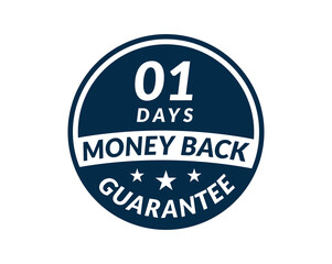 1 day money back guarantee label. 1 Days Money Back Guarantee Icon