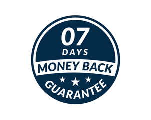 7 day money back guarantee label. 7 Days Money Back Guarantee Icon