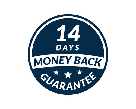 14 Day Money Back Guarantee Label. 14 Days Money Back Guarantee Icon