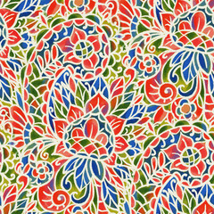 Seamless pattern with multicolor Paisley print