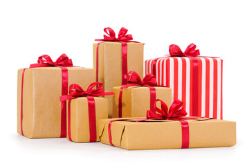 Gift boxes, gifts on a white background isolated.