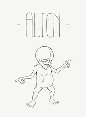 Funny alien illustration