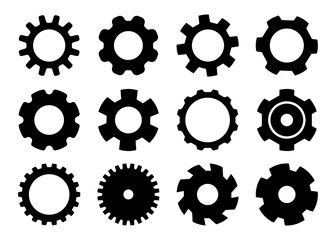 Gear mechanism collection. Settings icon set. Cogwheel. Vector elements for design.