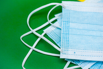 Medical mask on a color background