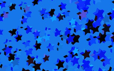 Dark Pink, Blue vector backdrop with small and big stars.