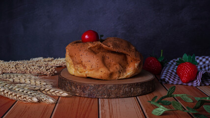 coffe bread on top texture table. For dessert after eating