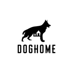 Dog Home Black Logo Design