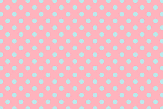 Polka Dot Pattern in Blue and Pink, Nursery Design Blue Dots on Pink Background