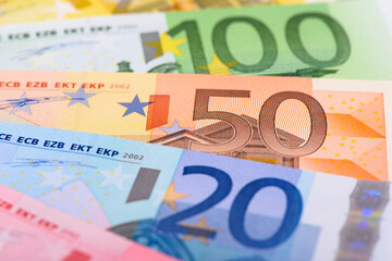 Detail of Euro banknotes