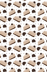 design of cake seamless pattern for print media. Can be used for background or wallpaper content. Seamless pattern with Cakes. Oreo cake
