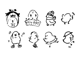 Set of chicks for icons