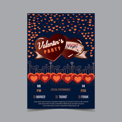 Valentine's party flyer design template