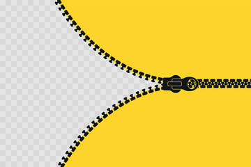 Zipper banner template. Open zipper. Empty poster for your design. Vector illustration. © Anya