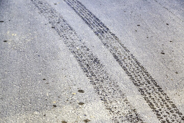 Wheel tracks on street