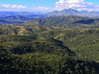 mountain, landscape, nature, mountains, sky, forest, view, hill, blue, green, valley, panorama, summer, trees, travel, clouds, hills, cloud, panoramic, tourism, park, high, beautiful, europe