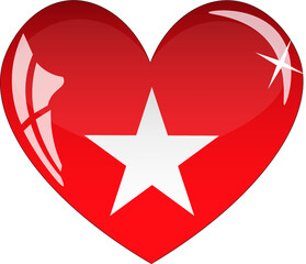 Vietnam flag in heart with glass or icon isolated on white background. Vector illustration