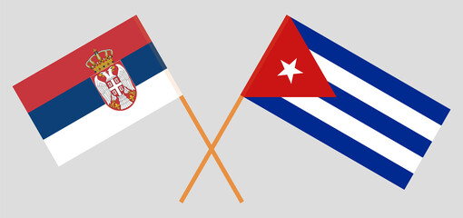 Crossed flags of Serbia and Cuba