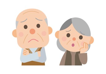 悩む 高齢夫婦