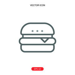 burger icon vector in trendy flat style isolated on white background. burger icon image, burger icon illustration. burger icon