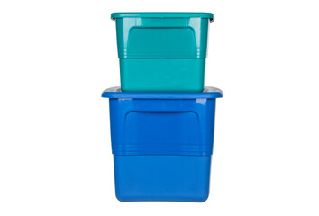 Colored plastic boxes in different sizes