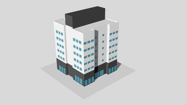 Animation of a cartoon apartment building being built.
