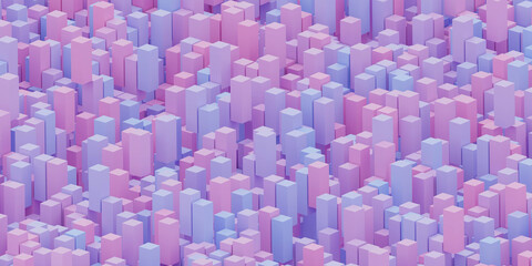 abstract violet and blue modern columns cube pillars 3d render illustration