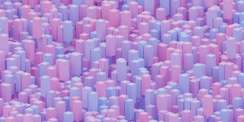 Obraz premium abstract violet and blue modern columns cube pillars 3d render illustration