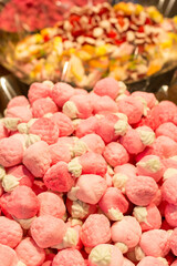 candy background, marshmallows in the store