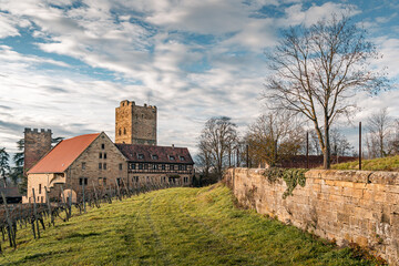 Historische Burg Neipperg im Sonnenlicht, Naturpark Stromberg-Heuchelberg, Baden-Württemberg,...