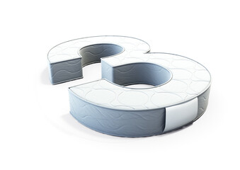 A illustration 3D of a mattress in the shape of number 3