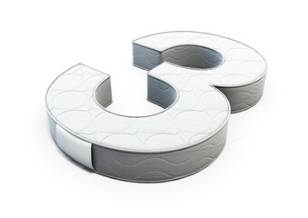 A illustration 3D of a mattress in the shape of number 3