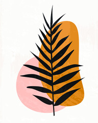 Illustration vector EPS 10 print hand draw painted abstract shapes plants botanical gardens Scandinavian nordic design style
