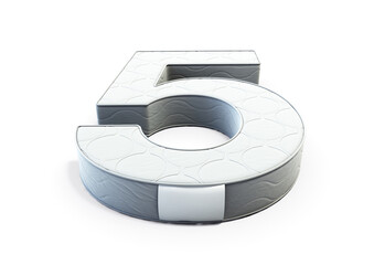 A illustration 3D of a mattress in the shape of number 5