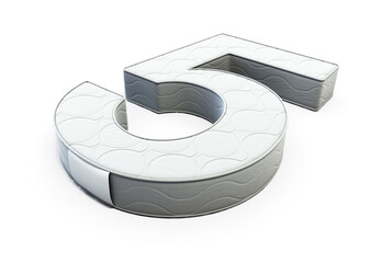 A illustration 3D of a mattress in the shape of number 5