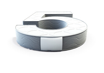 A illustration 3D of a mattress in the shape of number 5