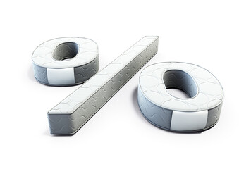 A illustration 3D of a mattress in the shape of percentagem