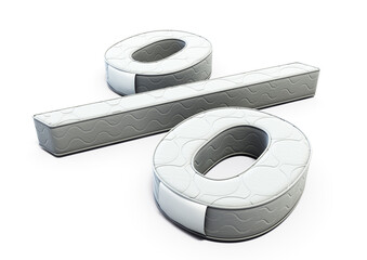A illustration 3D of a mattress in the shape of percentagem