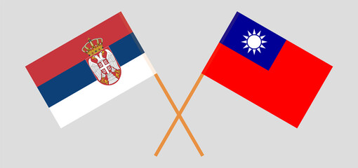 Crossed flags of Serbia and Taiwan