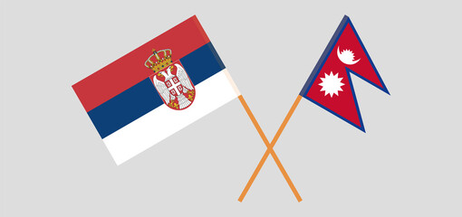 Crossed flags of Serbia and Nepal