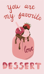 Valentine´s Day sweet pink love postcard