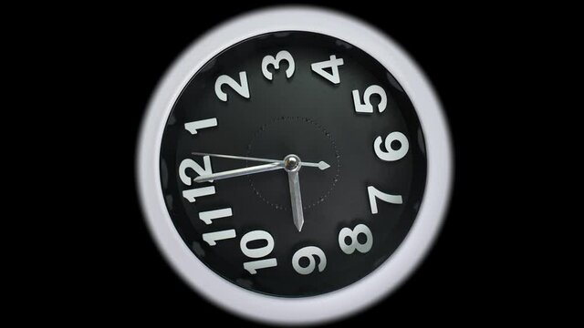 Zoom in and out macro shot of clock face with rapid rotation and almost static seconds arrow. Fast flow of time concept. Real watch shot with macro lens close-up view. 4k.