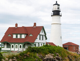Fototapeta na wymiar Back of Portland Head Lighthouse