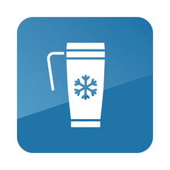 Travel thermo cup vector icon. Winter sign