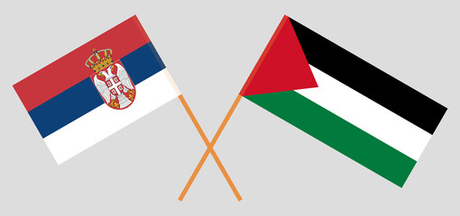 Crossed flags of Serbia and Palestine