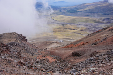 View from Jose Rivas refuge on Cotopaxi volcano, Cotopaxi National Park, Ecuador