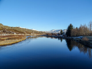 Iceland landscape, winter road trip.