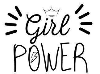 Girl power inscription handwritten with bright pink vivid font. GRL PWR hand lettering. Feminist slogan, phrase or quote. Modern illustration for t-shirt, sweatshirt or other apparel print.