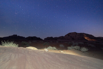 wadi rum desert at night